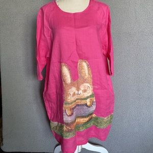 Easter Dress Jeasaecc Tunic Top Dress Pink Bunny Barbiecore